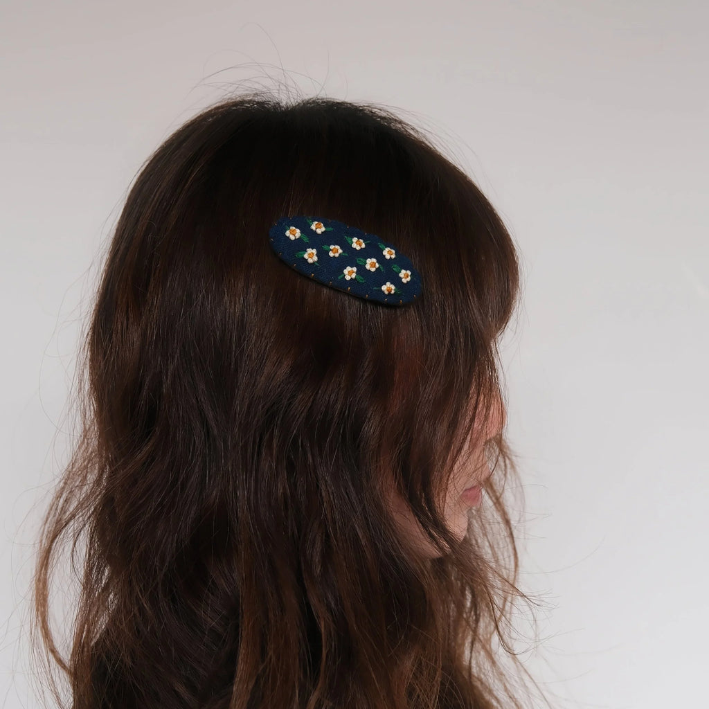 Hand-Sewn Floral Pattern Hair Clip