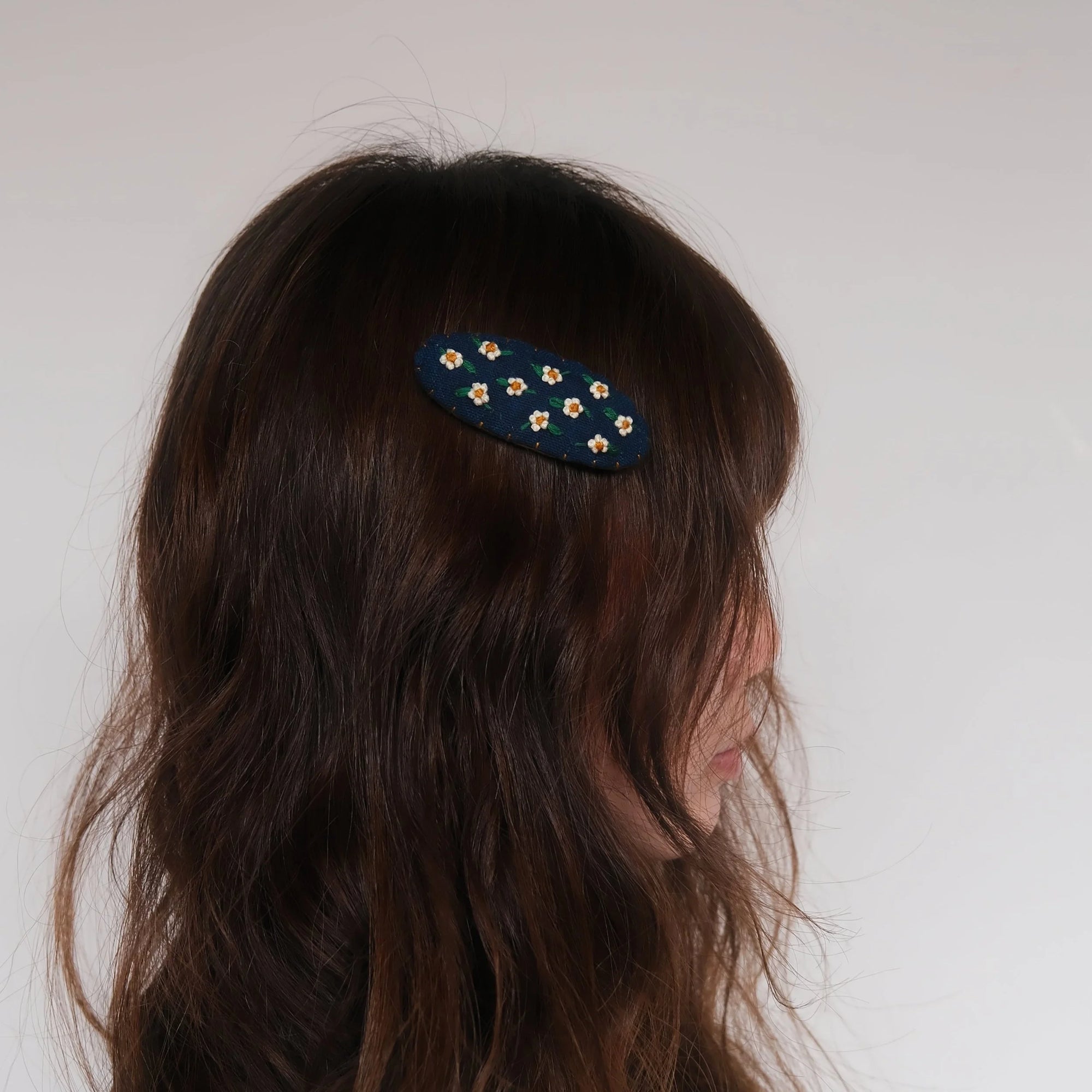 Hand-Sewn Floral Pattern Hair Clip