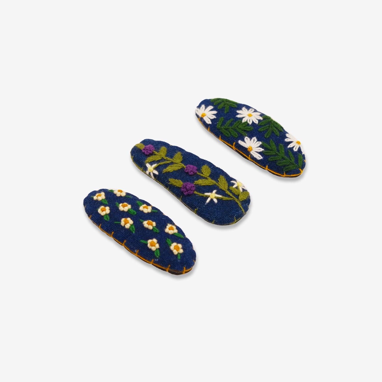 Hand-Sewn Floral Pattern Hair Clip